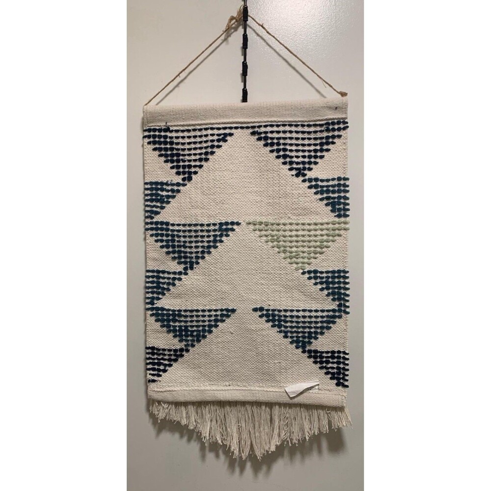 Threshold Boho Woven Wall Hanging Macrame Art Decor Blue Green Natural Fiber...